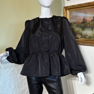 NWT Vero Moda Melinda Button Front Peplum Puffy Sleeves Top